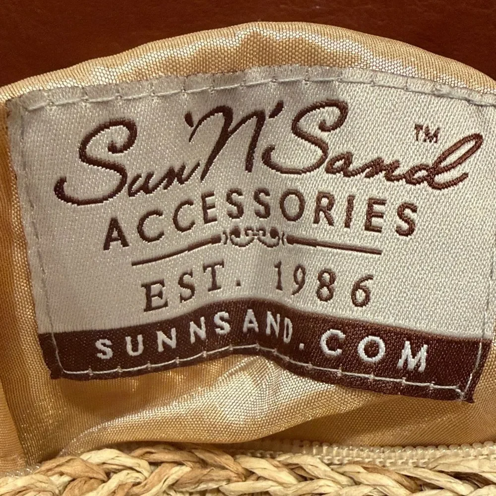Sun N Sands Tan Woven Jute Faux Leather Bead Medallion Flap Crossbody Bag